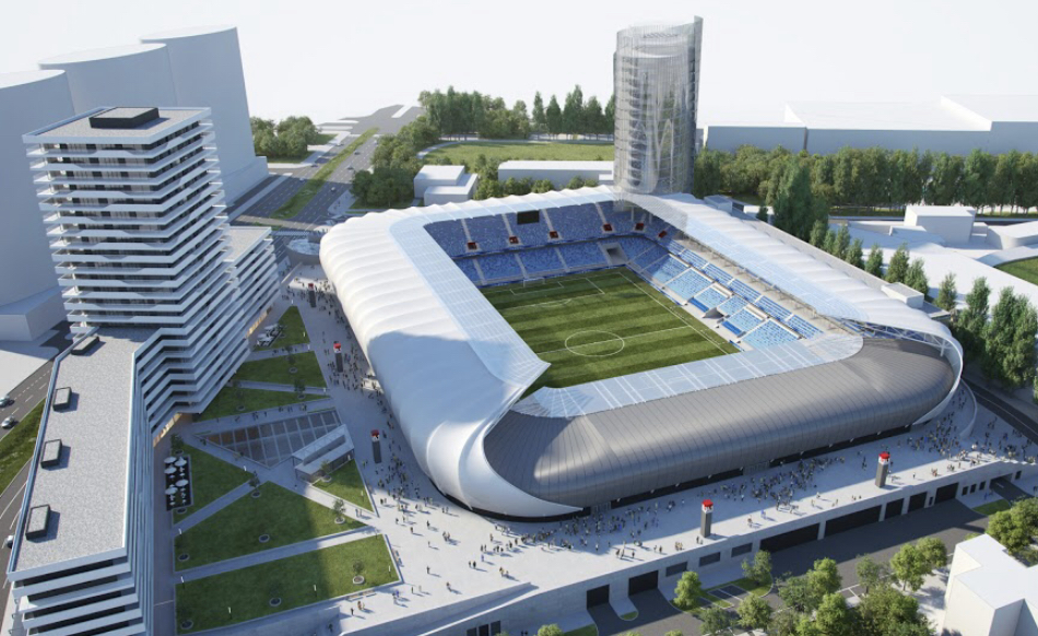 Národní fotbalový stadion Bratislava - dodávka výlezu na střechu Wippro